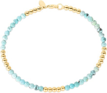 Load image into Gallery viewer, 14k Yellow Gold 3mm Turquoise Alternating Beaded Link Bracelet, 7 Inch
