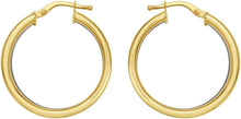 Load image into Gallery viewer, 14k Yellow Gold 27mm x 6mm Trinity Tube Hoop Earrings
