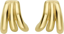 Load image into Gallery viewer, 14k Yellow Gold 14.2mm x 7mm-12.5mm Triple Row Splayed Hoop Earrings

