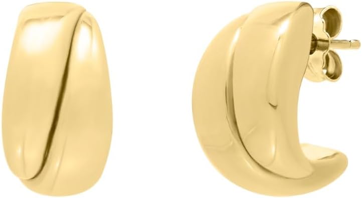 14k Yellow Gold 13mm Split Puffed Up Hoop Earrings