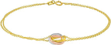 Load image into Gallery viewer, 14k Tri-Color Gold 8.5mm Tri-Tone Trinity Ring Link Bracelet, 7.5 Inch
