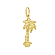 Load image into Gallery viewer, 14k Yellow Gold 31mm Polished Palm Tree with Optional Chain Pendant Charm
