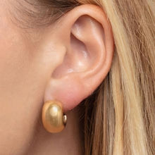 Load image into Gallery viewer, 14k Yellow Gold 16mm x 10.4mm Puffed C Huggie Hoop Earrings
