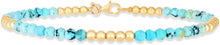 Load image into Gallery viewer, 14k Yellow Gold 3mm Turquoise Alternating Beaded Link Bracelet, 7 Inch
