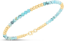 Load image into Gallery viewer, 14k Yellow Gold 3mm Turquoise Alternating Beaded Link Bracelet, 7 Inch
