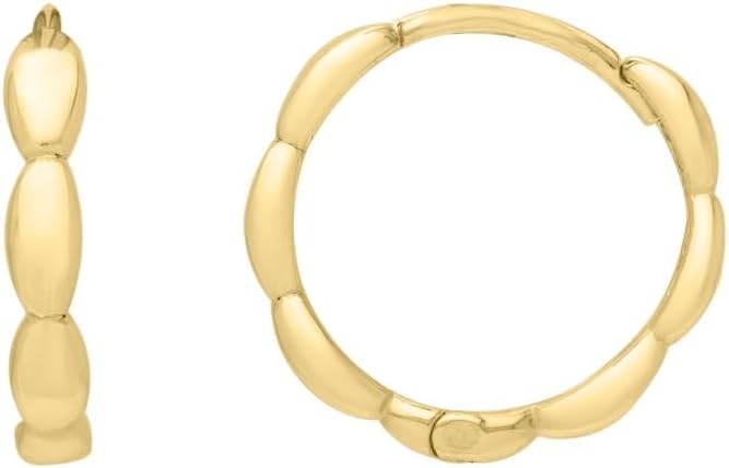 14k Yellow Gold 11mm Small Rice Hoop Earrings