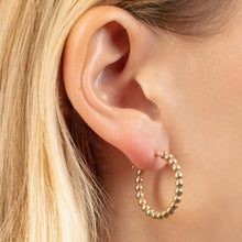 Load image into Gallery viewer, 14k Yellow Gold 25.2mm x 3mm or 35.6mm x 3mm Bead Hoop Earrings
