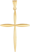Load image into Gallery viewer, 14k Yellow Gold 1.2&quot; or White Gold 0.6&quot; Classic Tapered Cross Charm Pendant with optional Adjustable Chain Necklace
