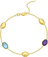 Load image into Gallery viewer, 14k Yellow Gold 8.6mm Gemstone Link Bracelet, Adjustable 6" - 7.5 Inch
