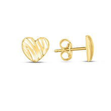 Load image into Gallery viewer, 14k Yellow Gold Polished Scribble Heart Studs with Push Back Clasp
