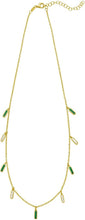 Load image into Gallery viewer, 14k Yellow Gold Cable Chain Gemstone Inlay Station Necklace, 18 Inch with 2" Extender
