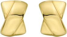Load image into Gallery viewer, 14k Yellow Gold 18mm x 12.3mm Puffed Crossed Overlap C-Hoop Earrings
