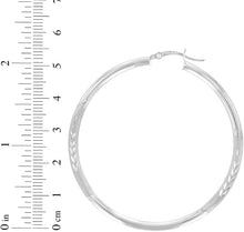 Load image into Gallery viewer, 10k White Gold 3mm High Polish and Satin Finish Round Tube Hoop Earrings
