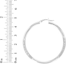 Load image into Gallery viewer, 10k White Gold 3mm High Polish and Satin Finish Round Tube Hoop Earrings
