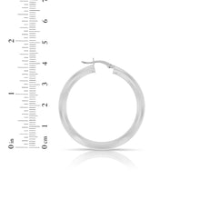 Load image into Gallery viewer, 14k White Gold 4mm x 25mm High Polish Round Tube Hoop Earrings
