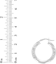 Load image into Gallery viewer, 10k White Gold 4mm High Polish and Satin Finish Round Tube Hoop  Earrings
