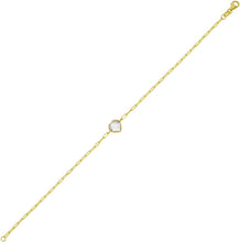 Load image into Gallery viewer, 14k Yellow Gold Heart Shape Gemstone Charm Link Bracelet, 7 Inch (Blue Topaz, Amethyst, Garnet, Citrine, or White Topaz)
