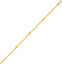 Load image into Gallery viewer, 14k Yellow Gold 5.4mm Heart Station 1.9mm Bead Link Bracelet, 7 Inch
