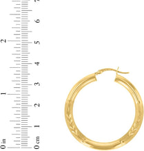 Load image into Gallery viewer, 10k Yellow Gold 4mm High Polish and Satin Finish Round Tube Hoop Earrings
