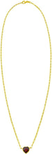 Load image into Gallery viewer, 14k Yellow Gold Heart Shape Gemstone Pendant Chain Necklace, 16” - 18 Inch - (Blue Topaz, Amethyst, Garnet, Citrine, or White Topaz)
