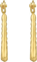 Load image into Gallery viewer, 14k Yellow Gold 11mm x 12mm Ribbed Rounded Rectangle Hoop Earrings
