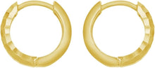 Load image into Gallery viewer, 14k Yellow Gold 11.5mm x 3.3mm Checkerboard Patterned Huggie Hoop Earrings
