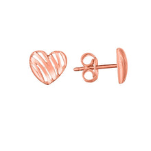 Load image into Gallery viewer, 14k Yellow Gold Polished Scribble Heart Studs with Push Back Clasp
