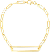 Load image into Gallery viewer, 14k Yellow Gold 3.2mm Paperclip Curved Bar Link Bracelet, 7 Inch
