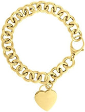Load image into Gallery viewer, 14k Yellow Gold Rolo with Heart Tag Charm Link Bracelet 7.5 Inch
