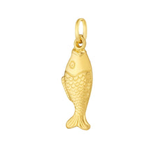 Load image into Gallery viewer, 14k Yellow Gold 26.3mm Polished Fish with Optional Chain Pendant Charm
