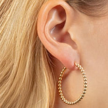 Load image into Gallery viewer, 14k Yellow Gold 25.2mm x 3mm or 35.6mm x 3mm Bead Hoop Earrings
