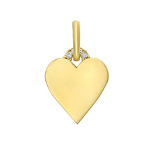Load image into Gallery viewer, 14k Yellow Gold 21.7mm Polished CZ Classic Heart with Optional Chain Pendant Charm
