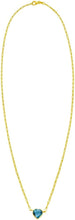 Load image into Gallery viewer, 14k Yellow Gold Heart Shape Gemstone Pendant Chain Necklace, 16” - 18 Inch - (Blue Topaz, Amethyst, Garnet, Citrine, or White Topaz)
