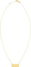Load image into Gallery viewer, 14k Yellow Gold Mirror Rectangle Bar Custom Engraveable Charm Pendant Adjustable Chain Necklace, 16 Inch-18" (8 characters max)
