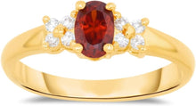 Load image into Gallery viewer, 10k Yellow Gold 6mm Birthstone Mini Oval Gemstone CZ Ring, Size 4-10
