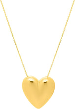 Load image into Gallery viewer, 14k Yellow Gold Puffed Heart Charm Pendant Cable Chain Necklace, 18 Inch
