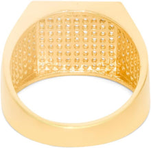Load image into Gallery viewer, 10k Yellow Gold 13.8mm Pave CZ Square Signet Ring, Sizes 4-13
