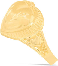 Load image into Gallery viewer, 10k Yellow Gold 13.5mm Domed Heart with Leaf Design Ring, Sizes 4-10
