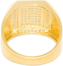 Load image into Gallery viewer, 10k Yellow Gold 16.2mm Pave CZ Beveled Square Frame Signet Ring, Sizes 4-13
