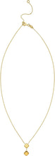 Load image into Gallery viewer, 14k Yellow Gold Natural Gemstone Clover Charm Adjustable Chain Necklace, 16 Inch-18" (Swiss Blue Topaz, Garnet, Amethyst, Citrine or Peridot)
