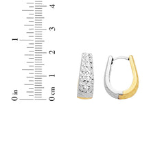 Load image into Gallery viewer, 14k Yellow Gold and White Gold 20mm Reversible Diamond Cut Huggie Earrings
