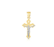 Load image into Gallery viewer, 10k Yellow Gold Petite Plane Crucifix of Jesus Cross Religious Pendant
