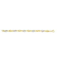 Load image into Gallery viewer, 14k Two-Tone Gold 6mm Polished &amp; Diamond Cut Interlocking Oval Link Bracelet, 7.5 Inch
