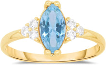 Load image into Gallery viewer, 10k Yellow Gold 10.8mm Birthstone Marquise Gemstone CZ Ring, Size 4-10
