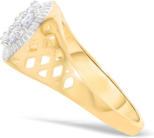 Load image into Gallery viewer, 10k Yellow Gold 11mm Two-Tone Flower CZ Openwork Ring, Sizes 5 - 13
