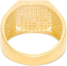 Load image into Gallery viewer, 10k Yellow Gold 13.8mm Pave CZ Rounded Square Signet Ring, Sizes 4-13
