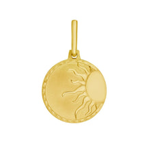 Load image into Gallery viewer, 14k Yellow Gold 22mm Polished Sun Token with Optional Chain Pendant Charm
