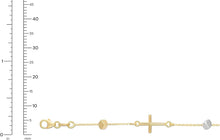 Load image into Gallery viewer, 14k Tri-Color Gold Christian Religious Cube and Cross Charm Link Bracelet, 7.5 Inch
