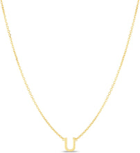 Load image into Gallery viewer, 14k Yellow Gold 0.2&quot; Mini Alphabet Letter A - Z Initial Charm Pendant with Extendable Adjustable Chain Necklace

