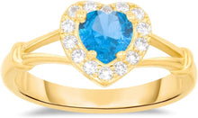 Load image into Gallery viewer, 10k Yellow Gold 9mm Birthstone Gemstone Heart CZ Ring, Size 4-10
